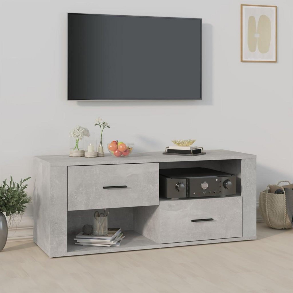 VIDAXL Meuble TV Gris beton 100x35x40 cm Bois d'ingenierie