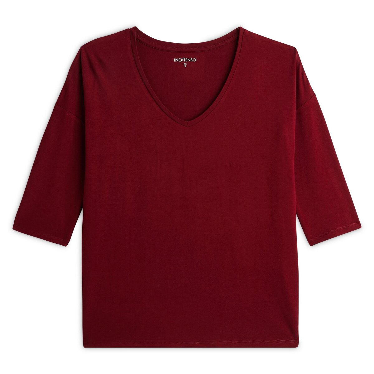 IN EXTENSO T-shirt manches longues col v rouge bordeaux femme