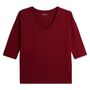 Voir la diapositive 1 : IN EXTENSO T-shirt manches longues col v rouge bordeaux femme