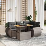 VIDAXL Salon de jardin 5 pcs avec coussins gris resine tressee