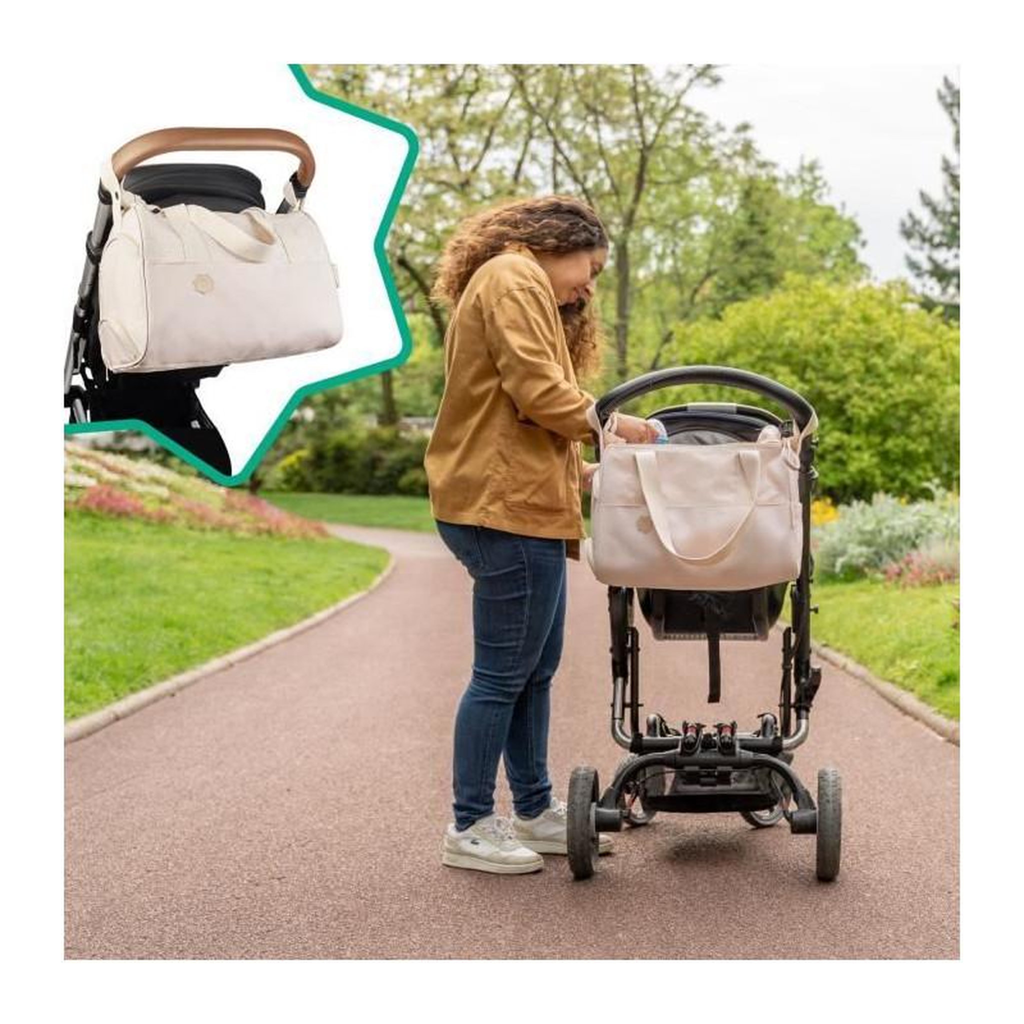 Voir la diapositive 6 : BADABULLE Badabulle Sac a langer Pocketstyle - Plan a langer, Housse isotherme, Pochette, Attaches-poussette inclus, Creme