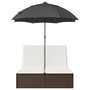 Voir la diapositive 4 : VIDAXL Chaise longue double avec coussins et parasol marron poly rotin