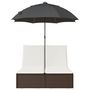 Voir la diapositive 4 : VIDAXL Chaise longue double avec coussins et parasol marron poly rotin