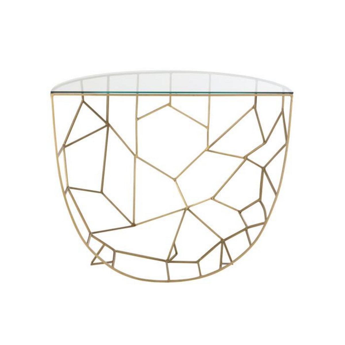 Paris Prix Console Design en Verre  Moza  90cm Or