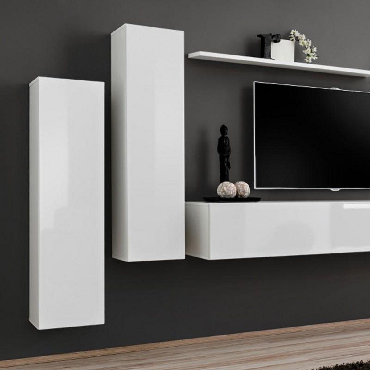 Paris Prix Meuble TV Mural Design  Switch I  330cm Blanc