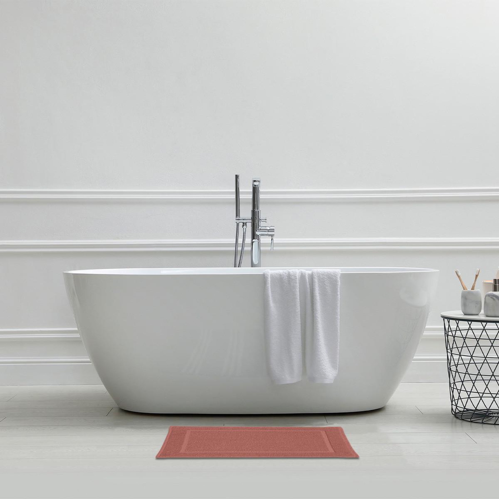 Voir la diapositive 2 : GUY LEVASSEUR Tapis de bain uni en coton éponge oeko-tex 50x70cm