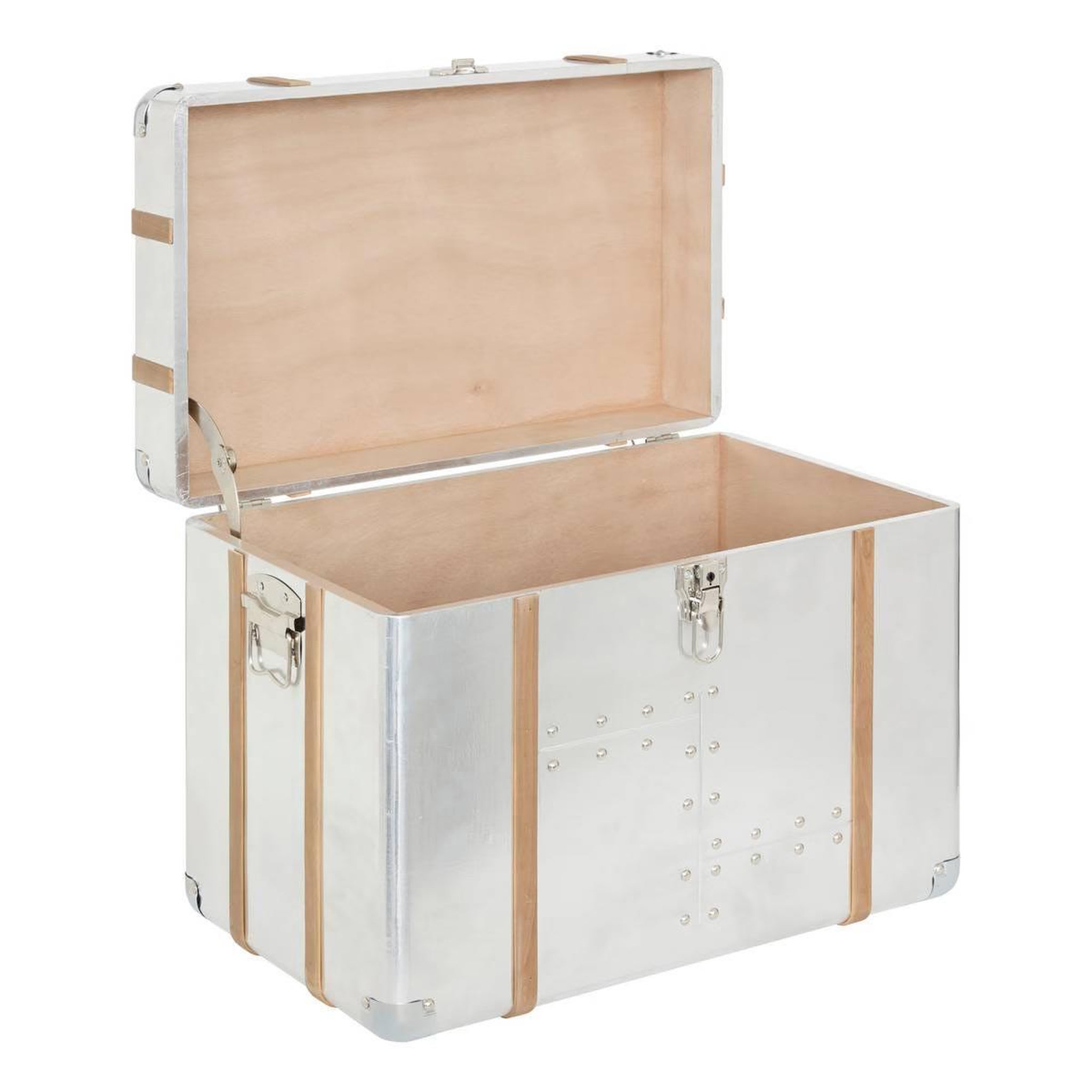 Voir la diapositive 5 : ATMOSPHERA Lot de 3 malles de rangement  sky  54cm argent