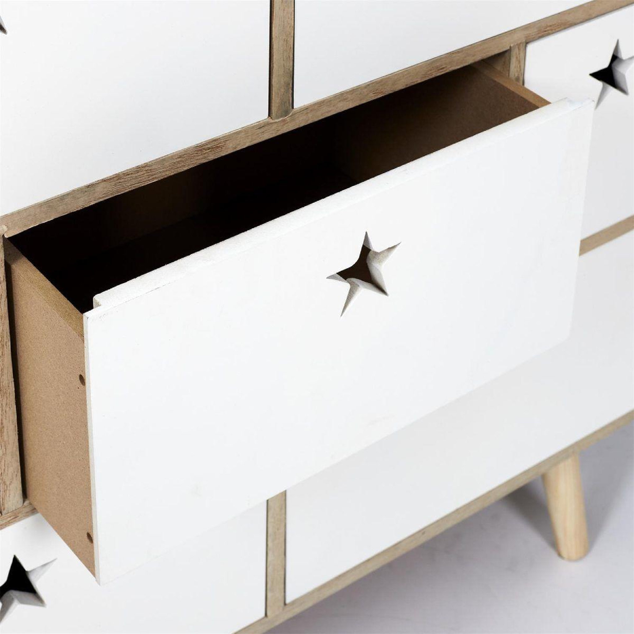 Voir la diapositive 4 : HOME DECO KIDS Commode 5 tiroirs  star  70cm blanc & beige