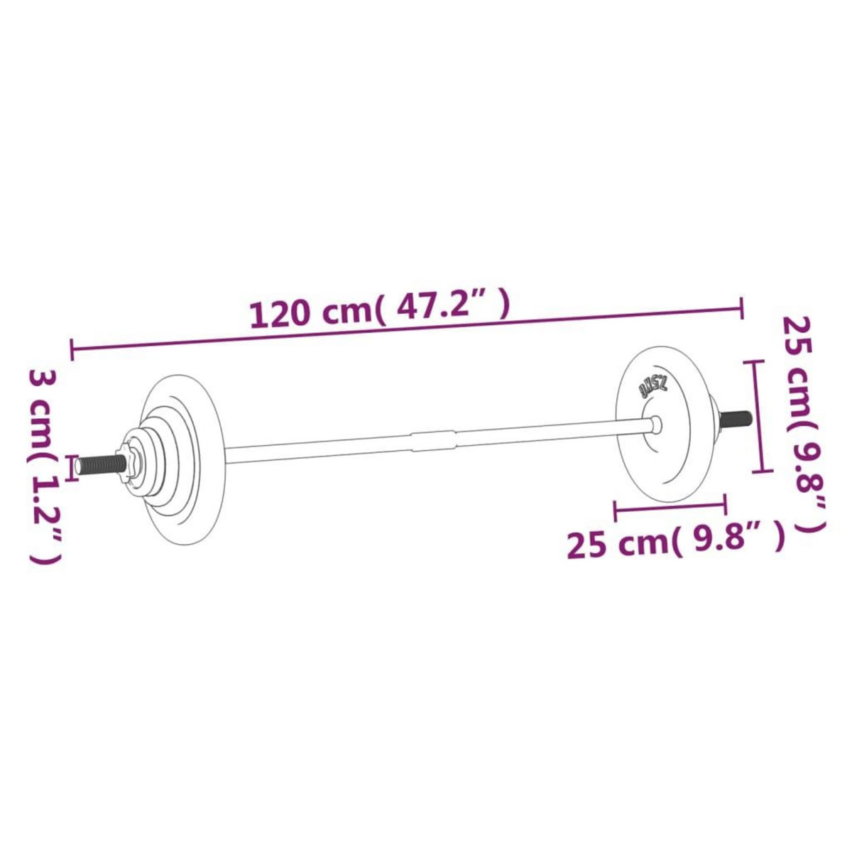 VIDAXL Ensemble d'halteres avec plaques 30 kg fonte