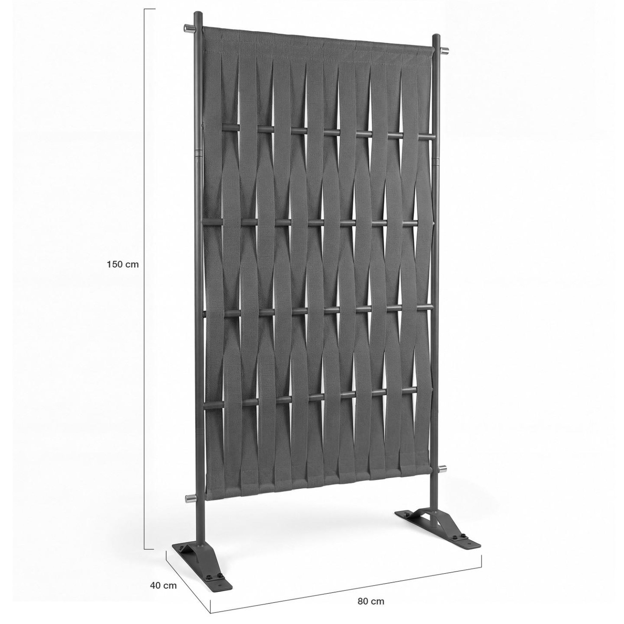 Voir la diapositive 5 : ID MARKET Paravent extérieur claustra décoratif 80 x 150 cm sangles et métal gris anthracite