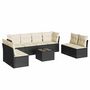 Voir la diapositive 2 : VIDAXL Salon de jardin 9 pcs avec coussins noir resine tressee