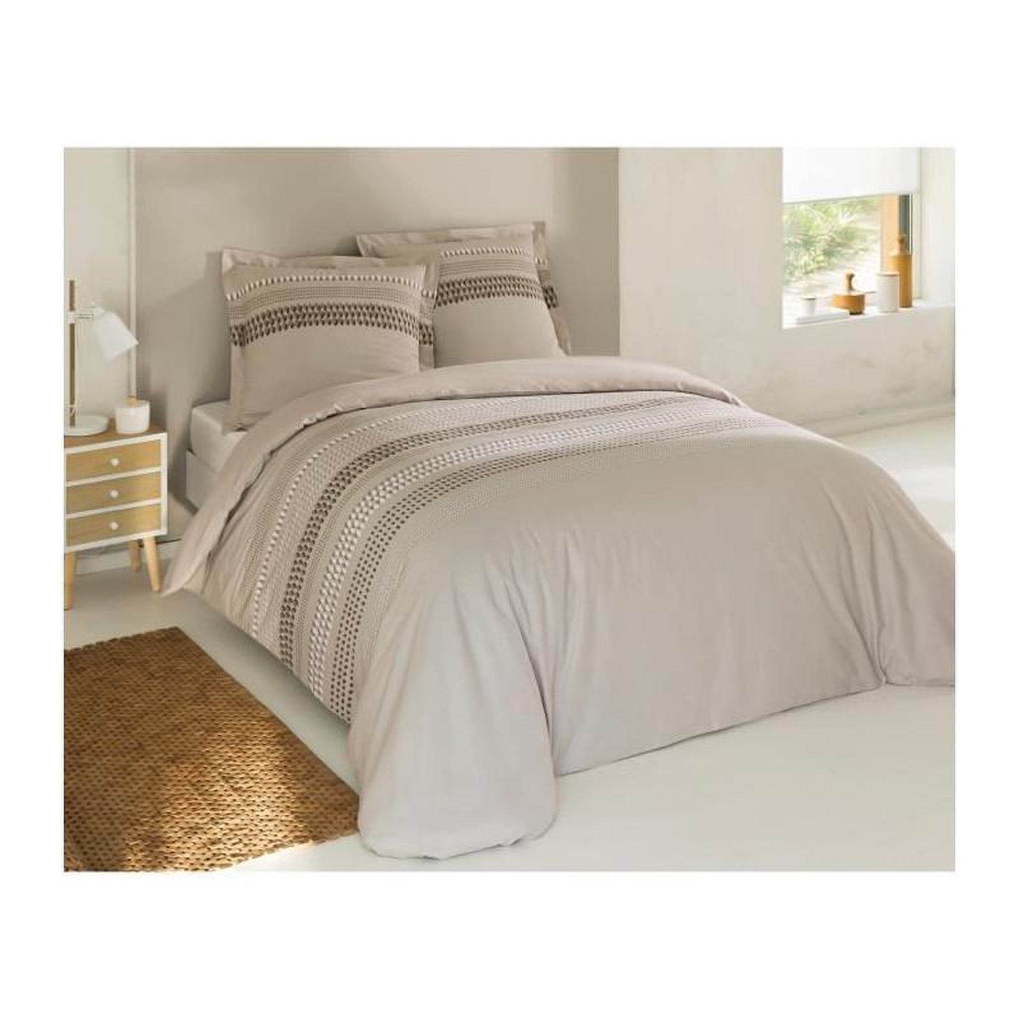 VISION VISION Parure de couette Anthony - 100% coton - 220 x 240 cm - Beige