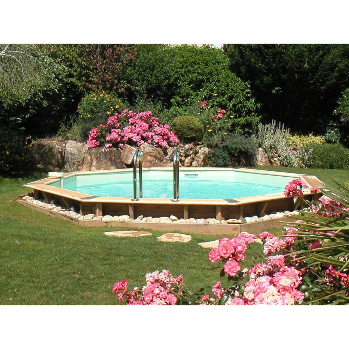 Ubbink Piscine bois Océa 5,80 x 1,30 m - Liner gris - Ubbink