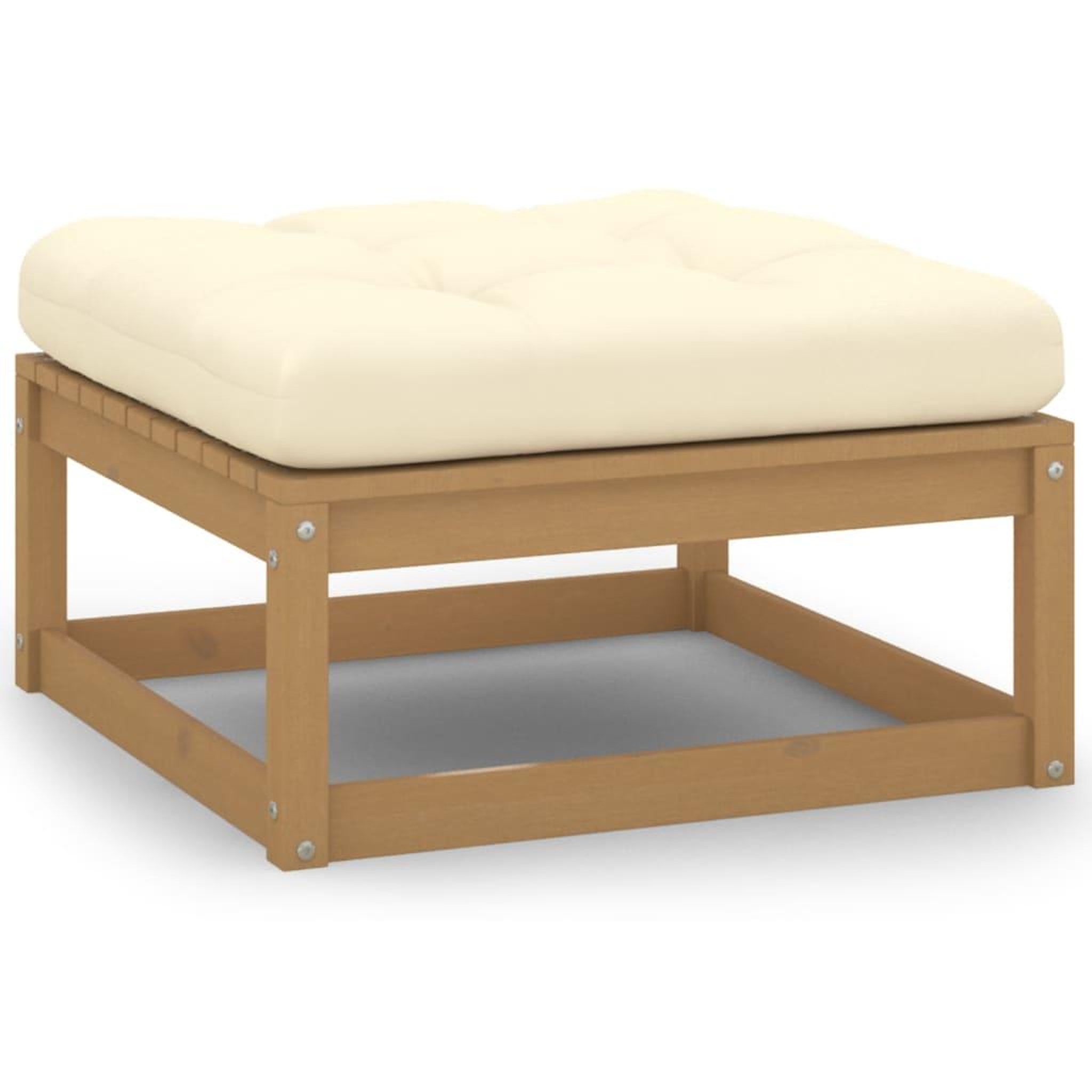 Voir la diapositive 1 : VIDAXL Repose-pied de jardin et coussin Marron miel Bois de pin massif