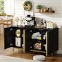 Voir la diapositive 5 : MERAX Buffet 4 porte(s) 0 tiroir(s) - 150 cm noir mdf
