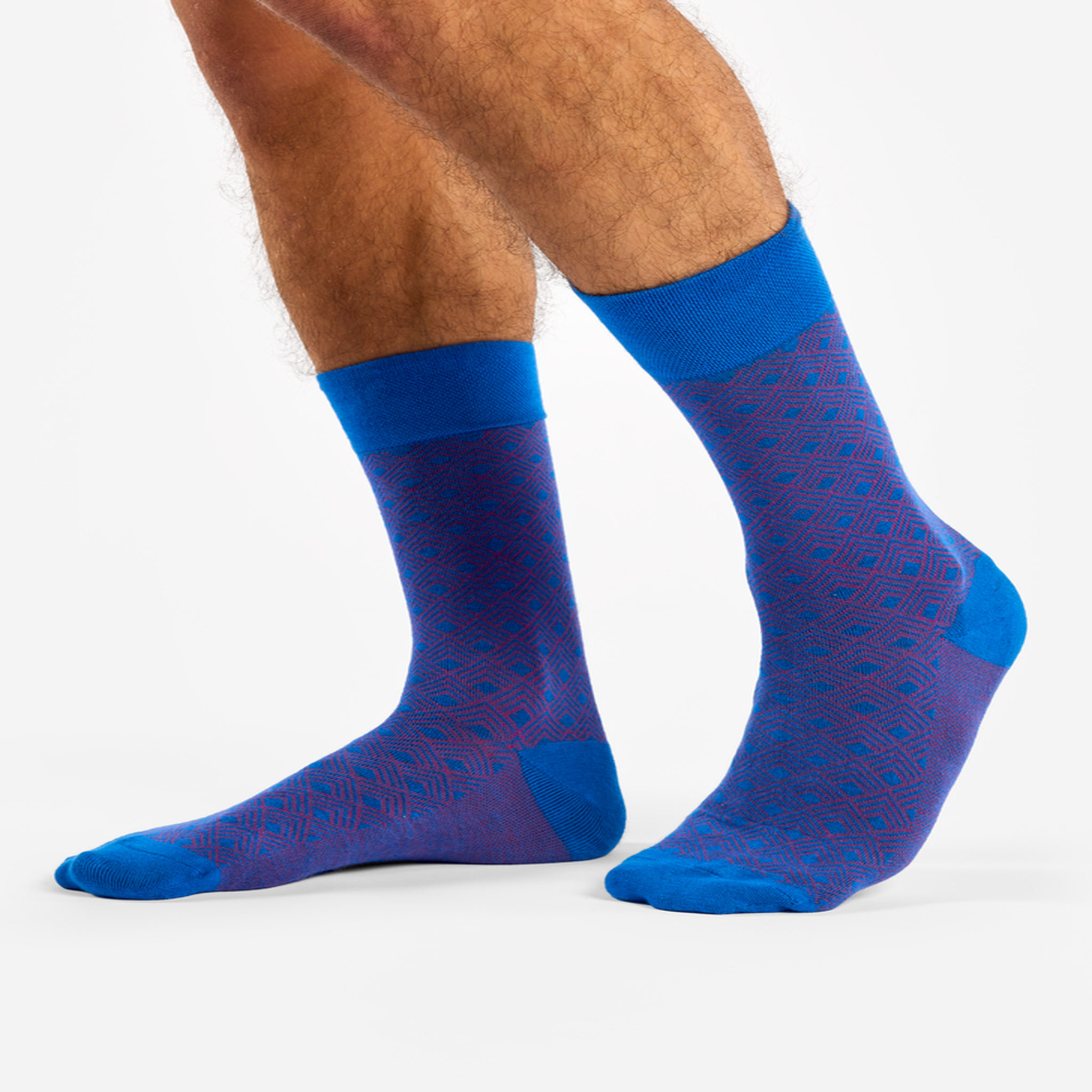 Voir la diapositive 4 : DEDOLES Chaussettes bambou jacquard bleues et magenta