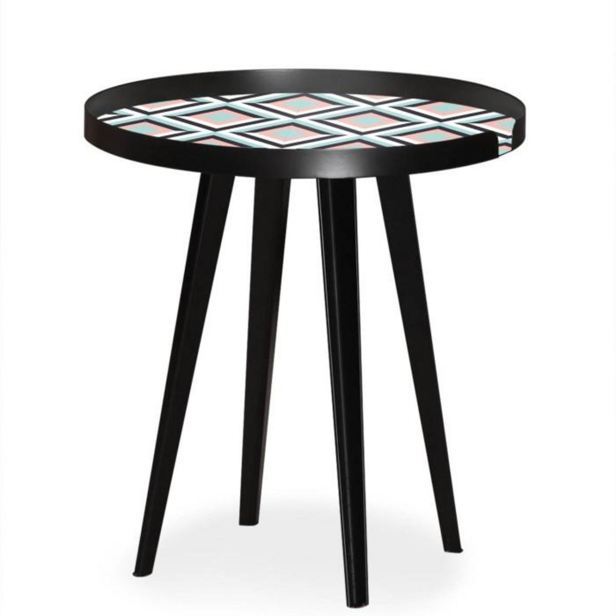 Paris Prix Table d'Appoint à Rebord 3 Covers  Scandinave  45cm Noir