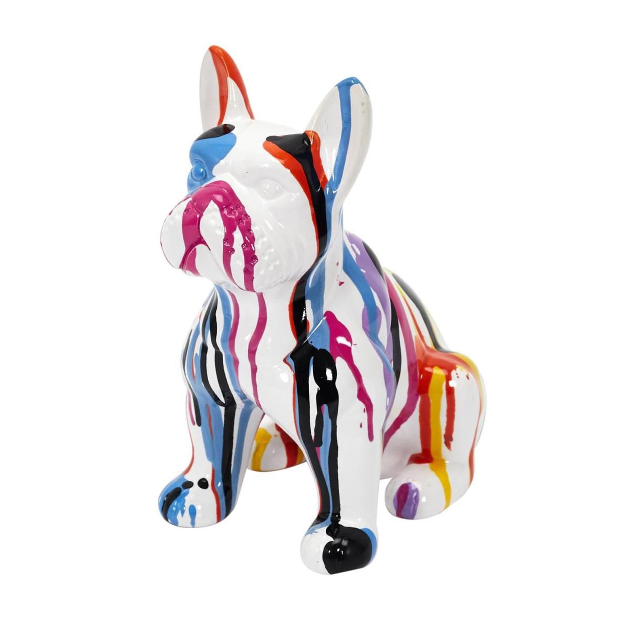 The Home Deco Factory Statuette déco  bulldog coulures  20cm multicolore