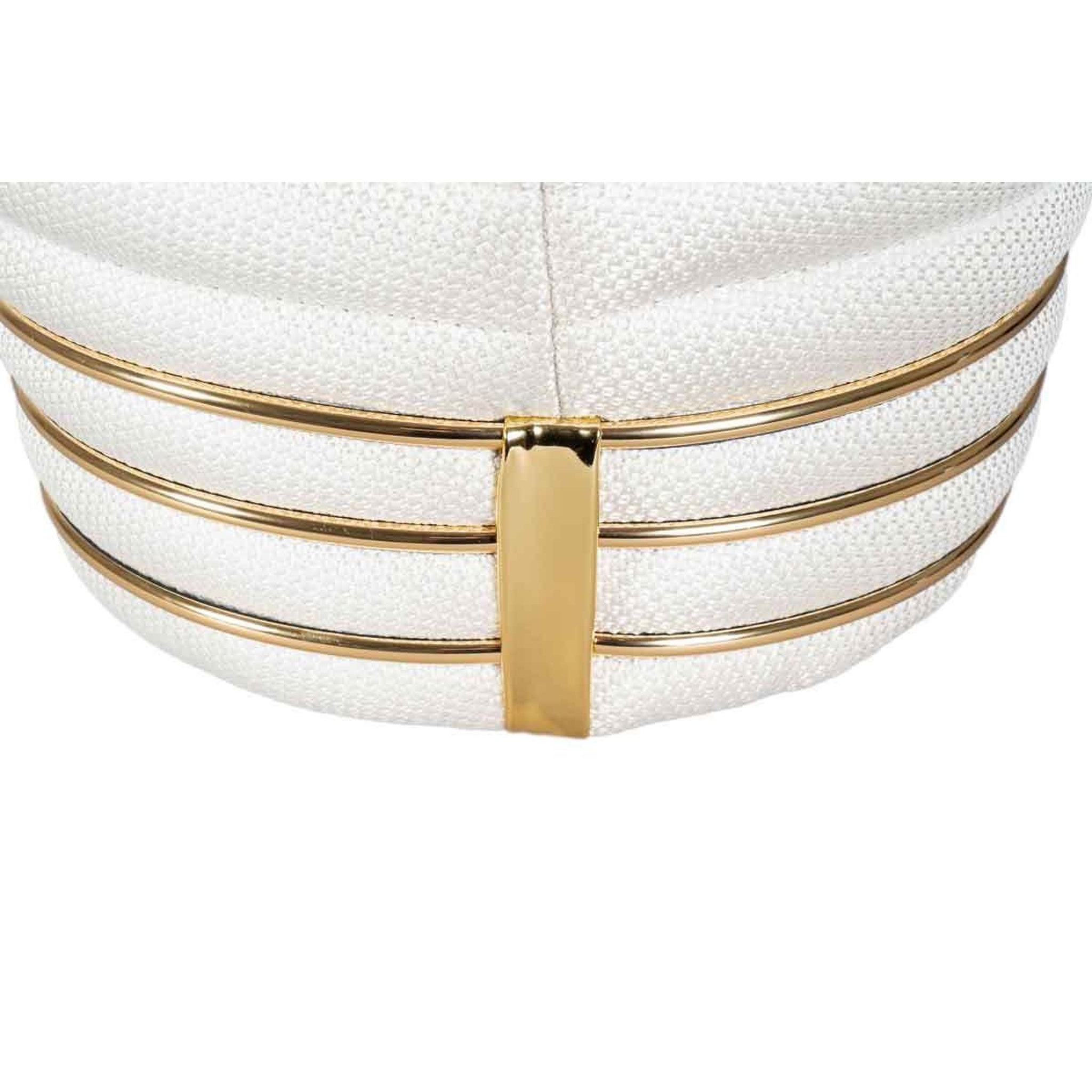 Voir la diapositive 3 : Paris Prix Tabouret en tissu  doric  50cm ivoire & or