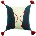 Les Ateliers du Linge Coussin imprimé en polycoton kilima. Coloris disponibles : Beige, Blanc