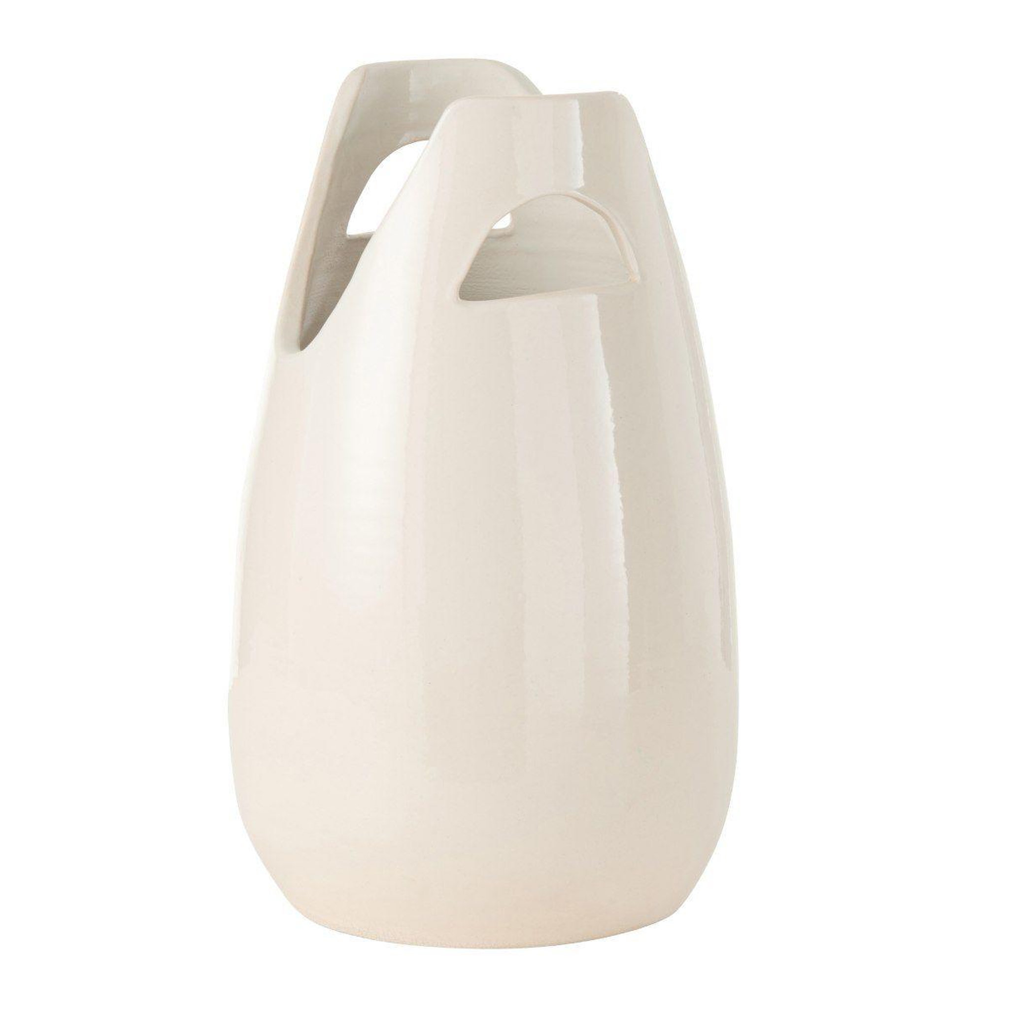 Voir la diapositive 1 : J-LINE Vase déco avec anses  pure nature  40cm blanc