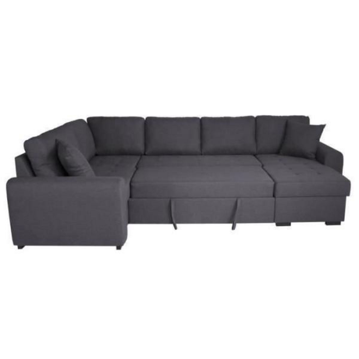 MARKET24 Canapé d'angle panoramique convertible réversible - Tissu Gris - L 313 x P 213 x H 90 cm - HAMILTON - Fabriqué en Ukraine