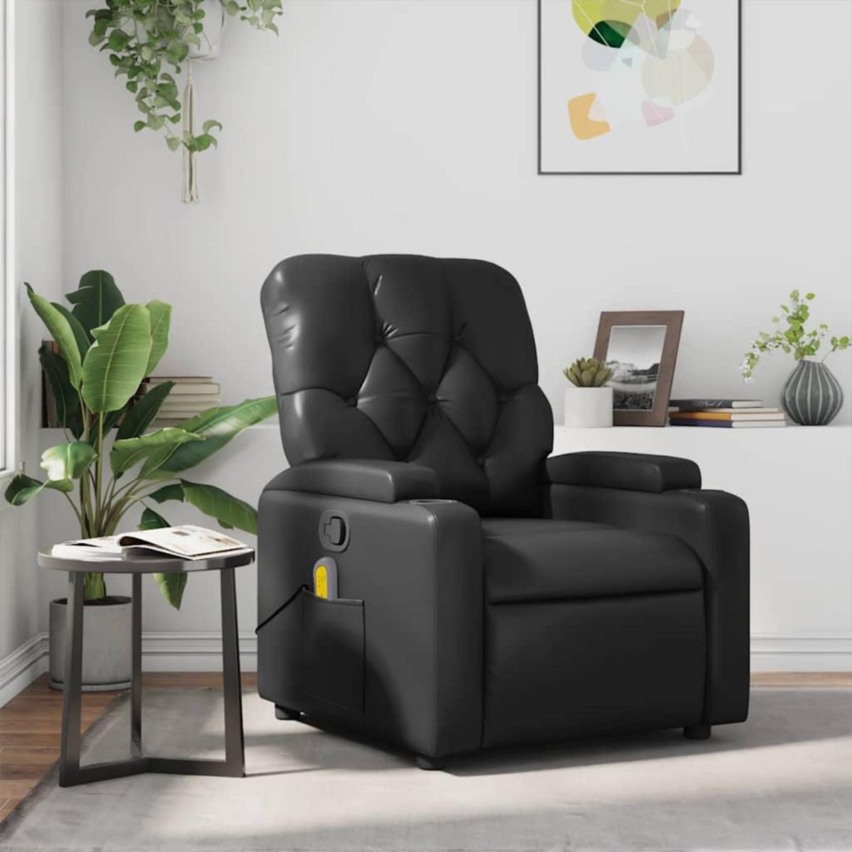 VIDAXL Fauteuil de massage inclinable Noir Similicuir