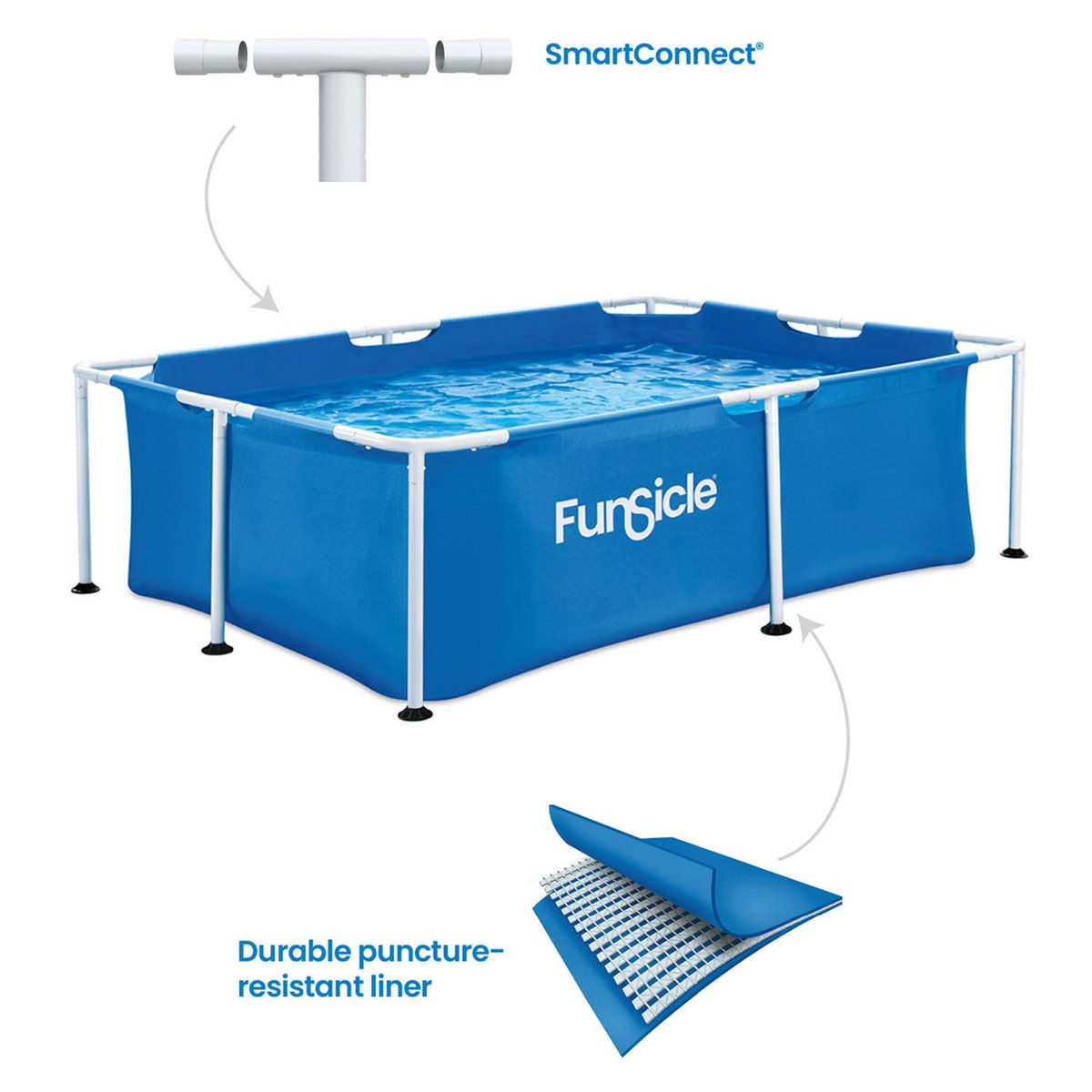 FUNSICLE Piscine tubulaire rectangulaire Funsicle  2,13 m x 1,52 m x 0,61 m