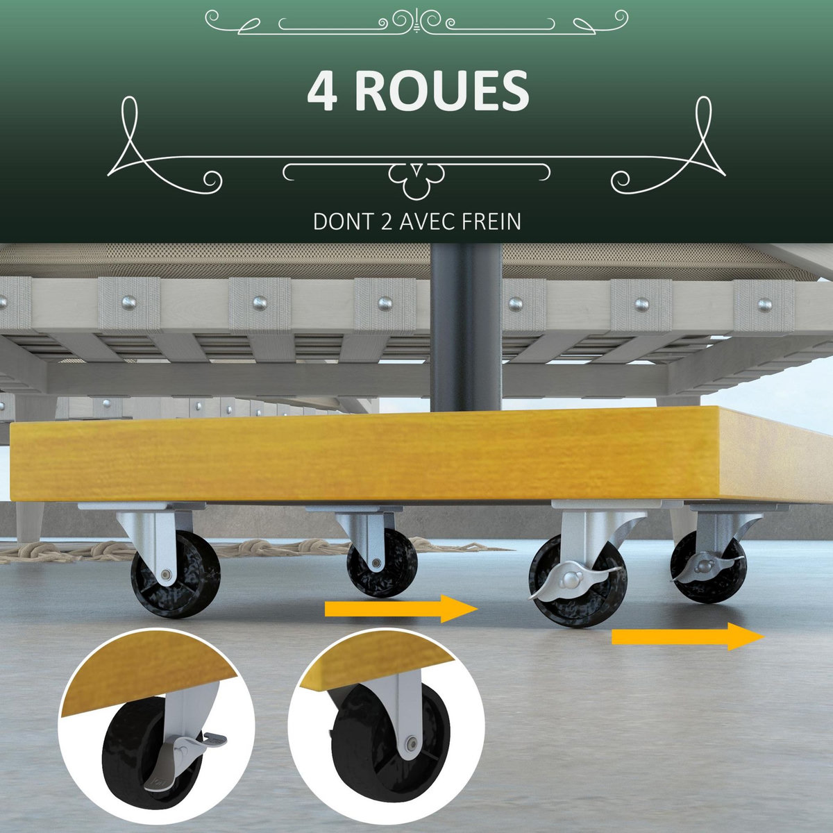 OUTSUNNY Pied de parasol carré - base de lestage poids net 25 Kg métal 4 roulettes