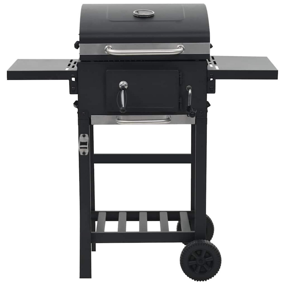 VIDAXL Gril de barbecue au charbon de bois et etagere inferieure Noir