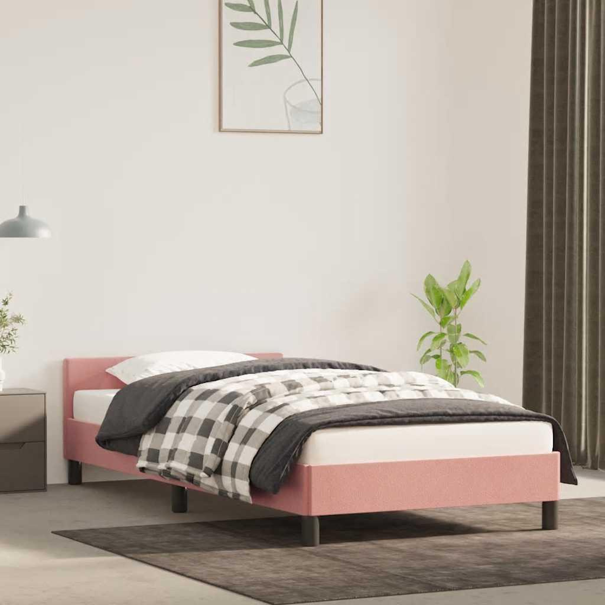 VIDAXL Cadre de lit et tete de lit sans matelas rose 90x200 cm velours