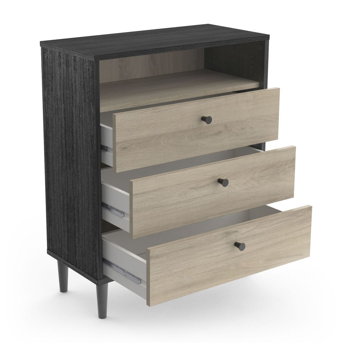 Commode 3 tiroirs 1 niche style industriel L60cm SMART