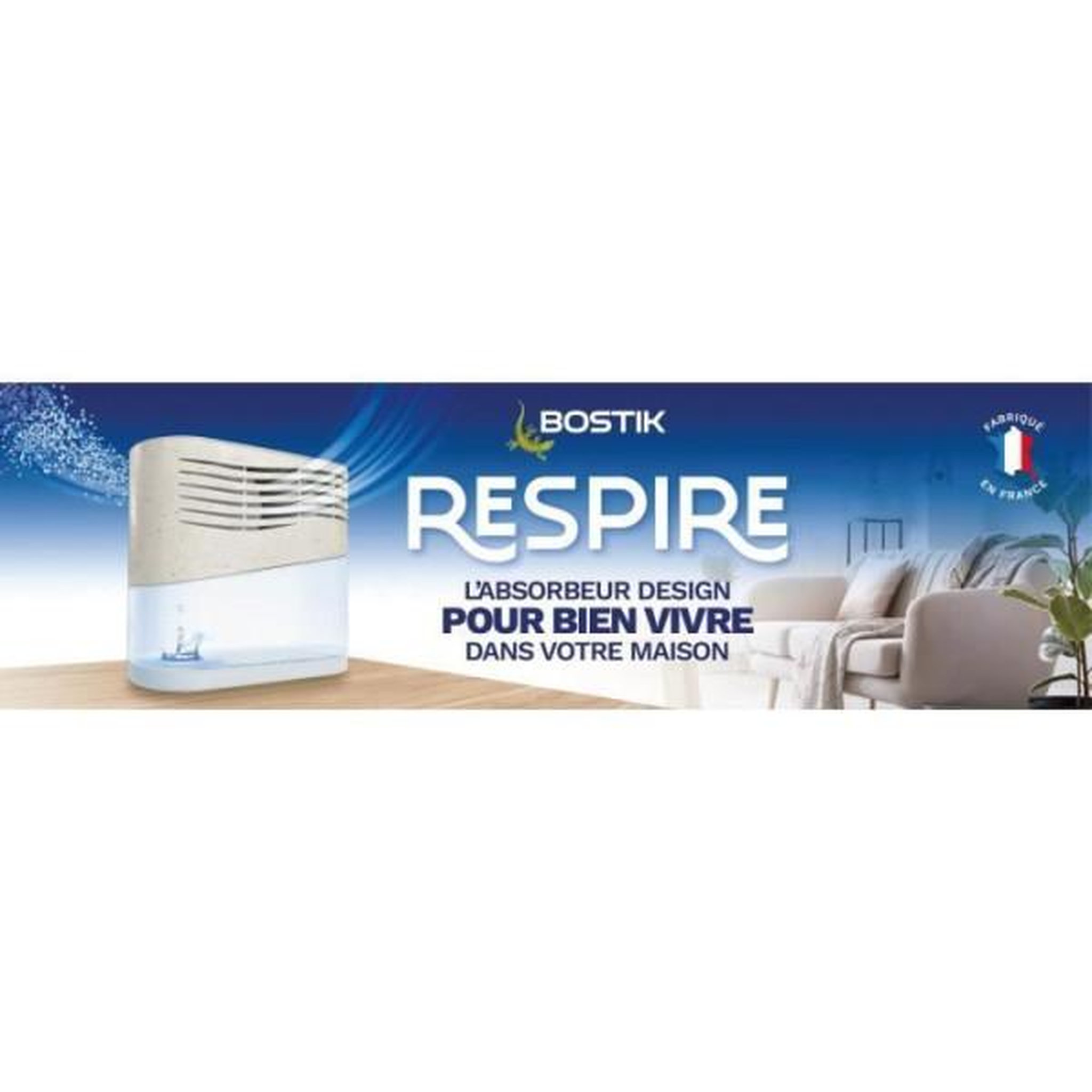 BOSTIK Absorbeur d'humidité - bostik - respire - jusqu'a 25 m² - 2 recharges sans parfum - 2 x 250 g