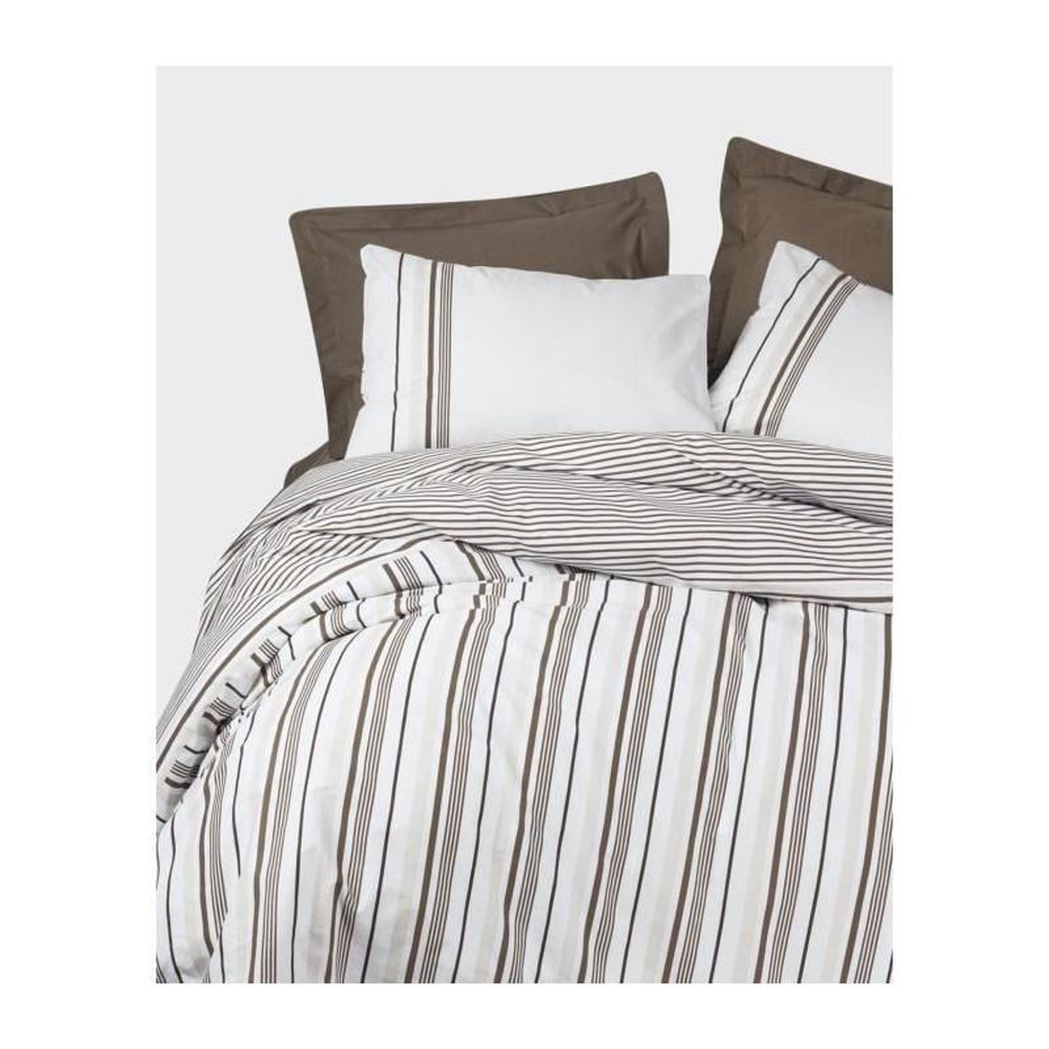 Voir la diapositive 4 : GENERIQUE Parure de lit - 129CTN64489 - 1 housse de couette 220 x 240 cm + 2 taies d'oreiller 60 x 60 cm - 100% coton ranforcé - Brun