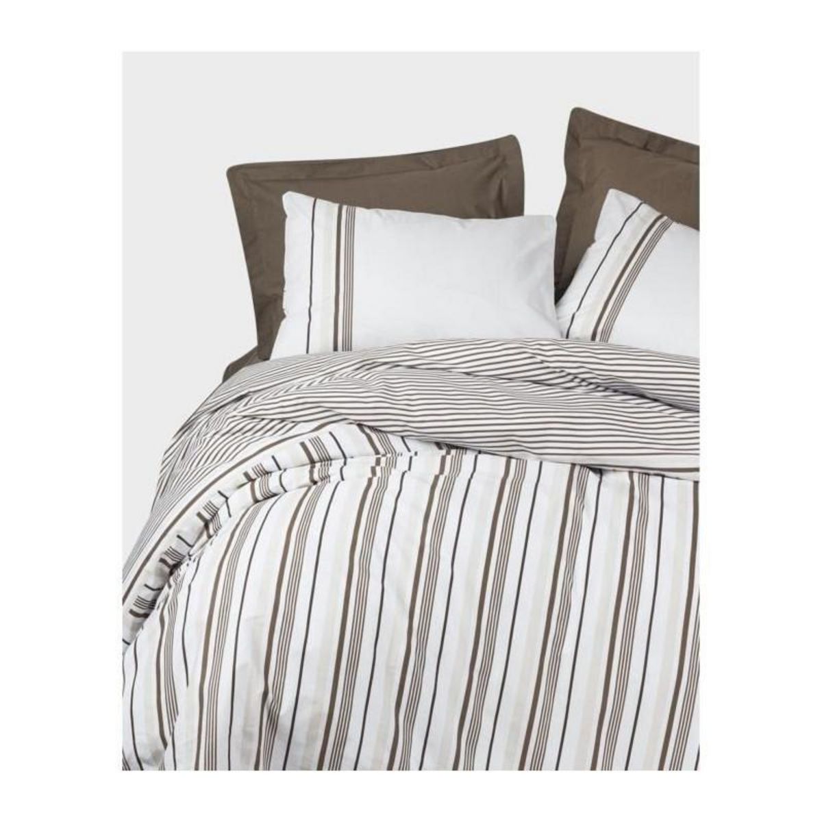 GENERIQUE Parure de lit - 129CTN64489 - 1 housse de couette 220 x 240 cm + 2 taies d'oreiller 60 x 60 cm - 100% coton ranforcé - Brun