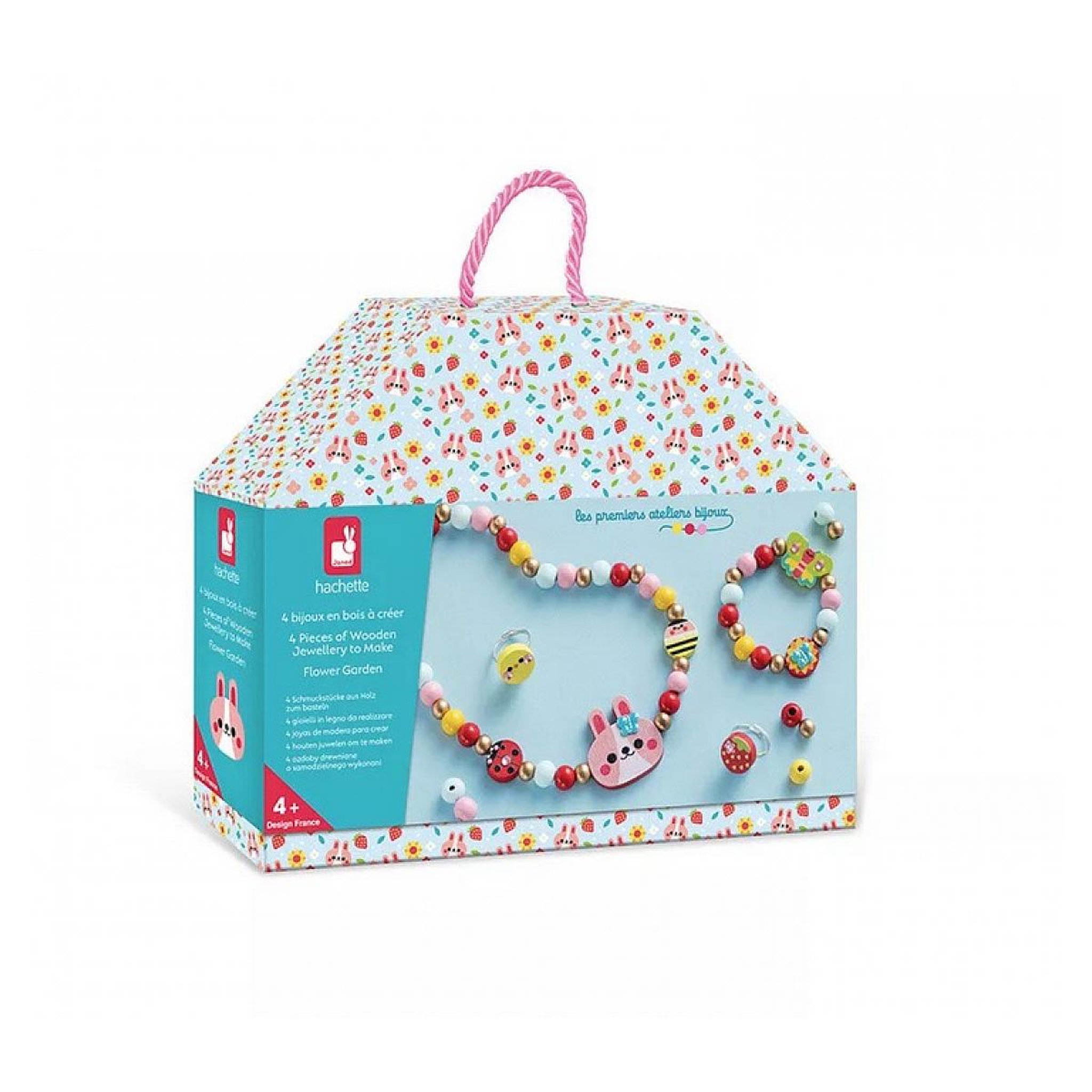 Voir la diapositive 1 : Juratoys-Janod 4 bijoux en bois a creer - Flower garden