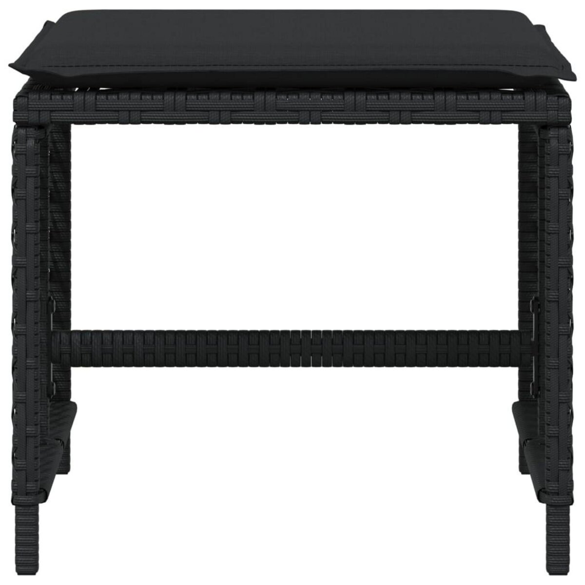 VIDAXL Tabourets de jardin et coussins lot de 4 noir 41x41x36 cm rotin