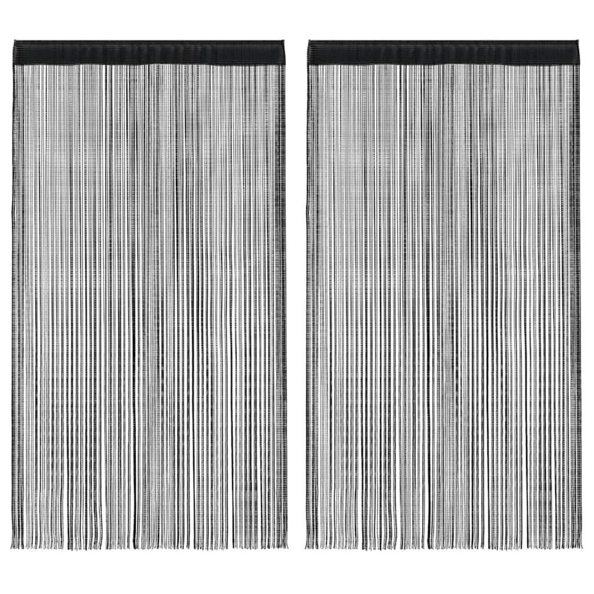 VIDAXL Rideau en fils 2 pcs 100 x 250 cm Noir