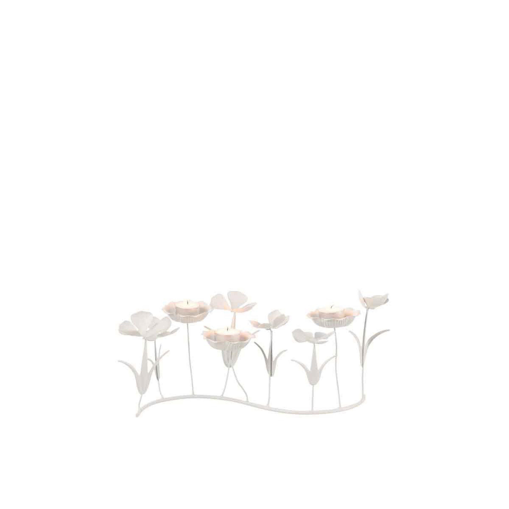 Voir la diapositive 2 : J-LINE Photophore Design  Bougies Fleurs  44cm Blanc
