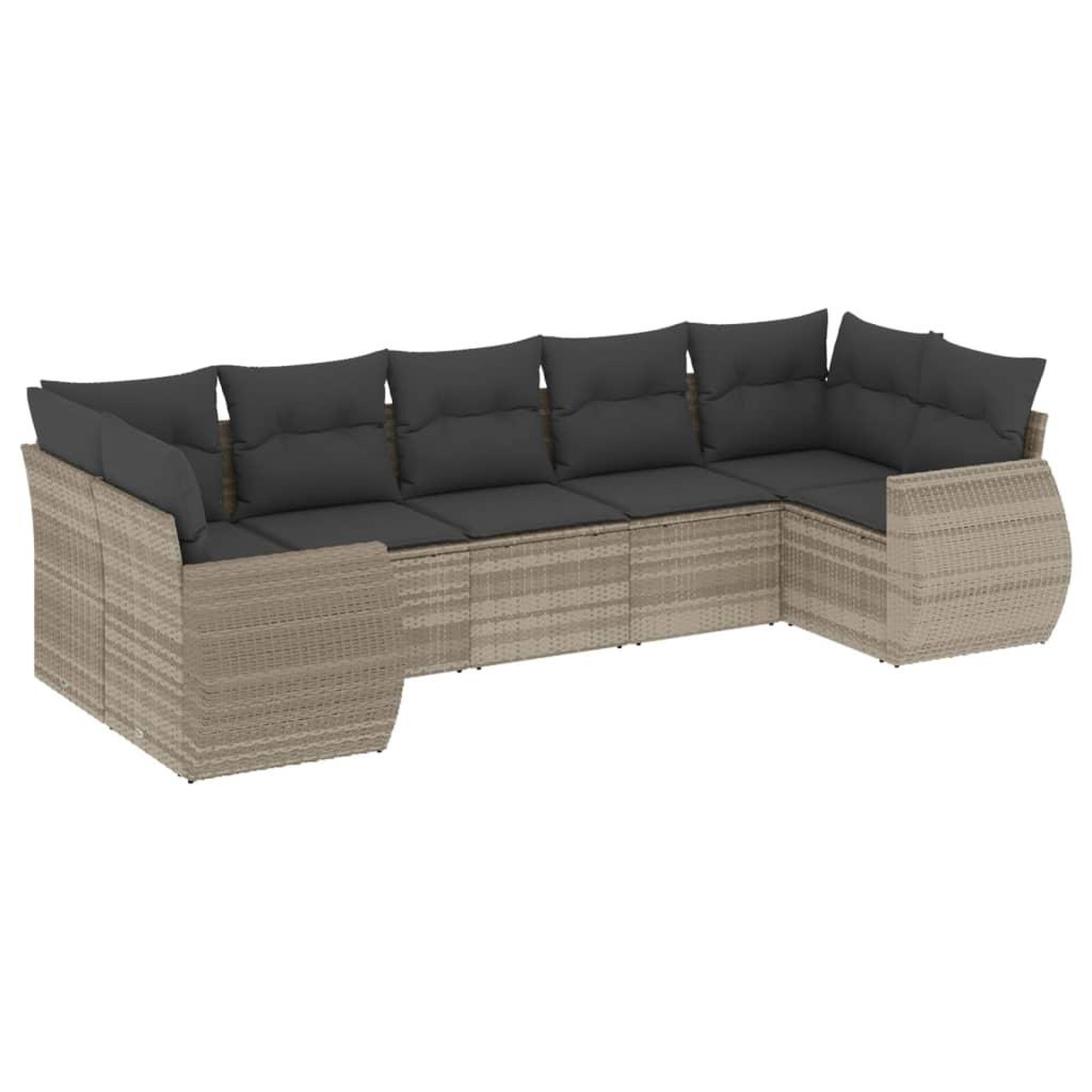 Voir la diapositive 2 : VIDAXL Salon de jardin avec coussins 7 pcs gris clair resine tressee