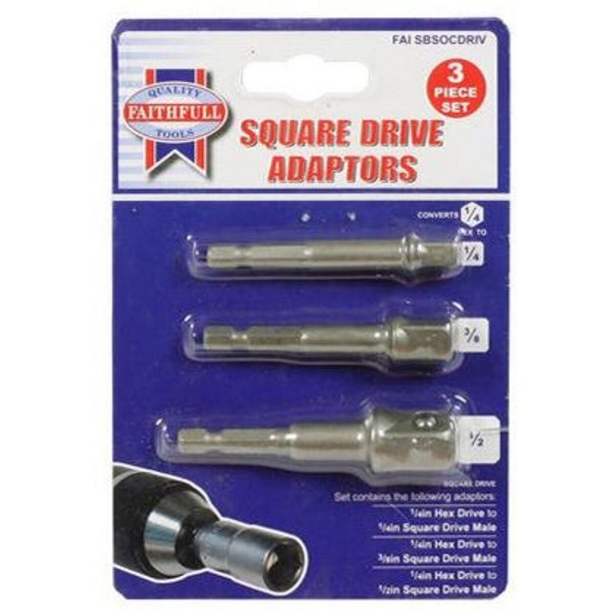 FAITHFULL Jeu de 3 porte douilles 50 et 70 mm