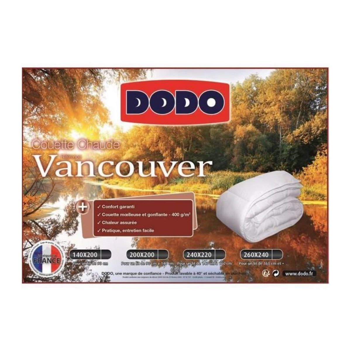 DODO DODO Couette chaude 400gr/m2 VANCOUVER 200x200 cm blanc