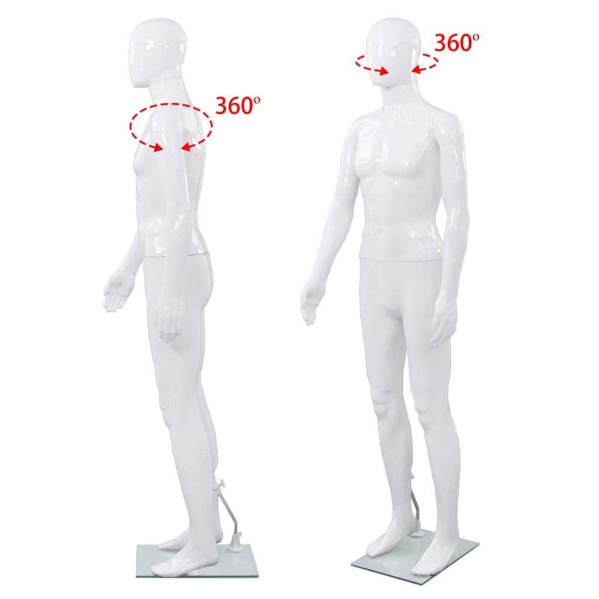 VIDAXL Mannequin homme corps complet base verre Blanc brillant 185 cm