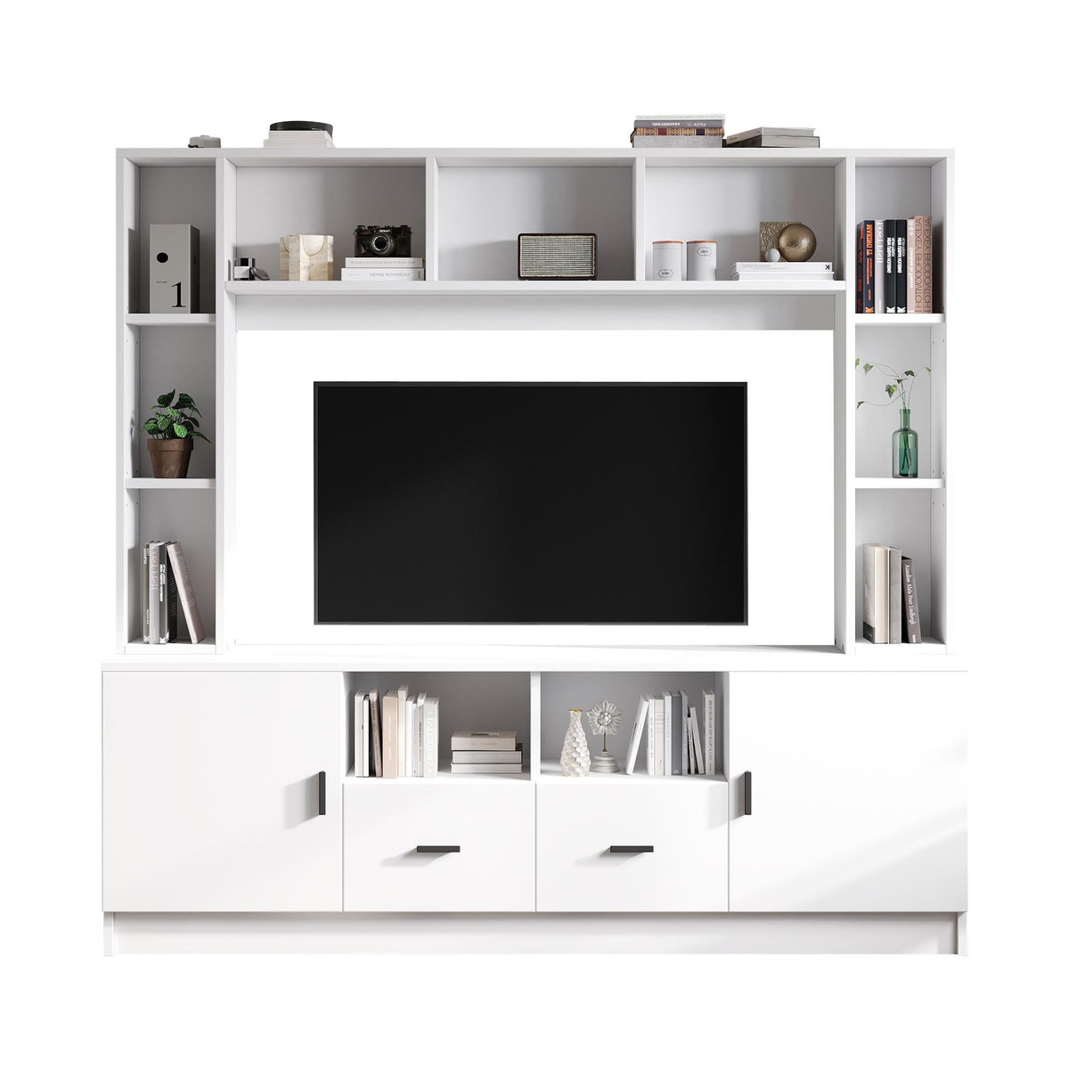 MERAX Meuble tv blanc 180 cm panneau de particules