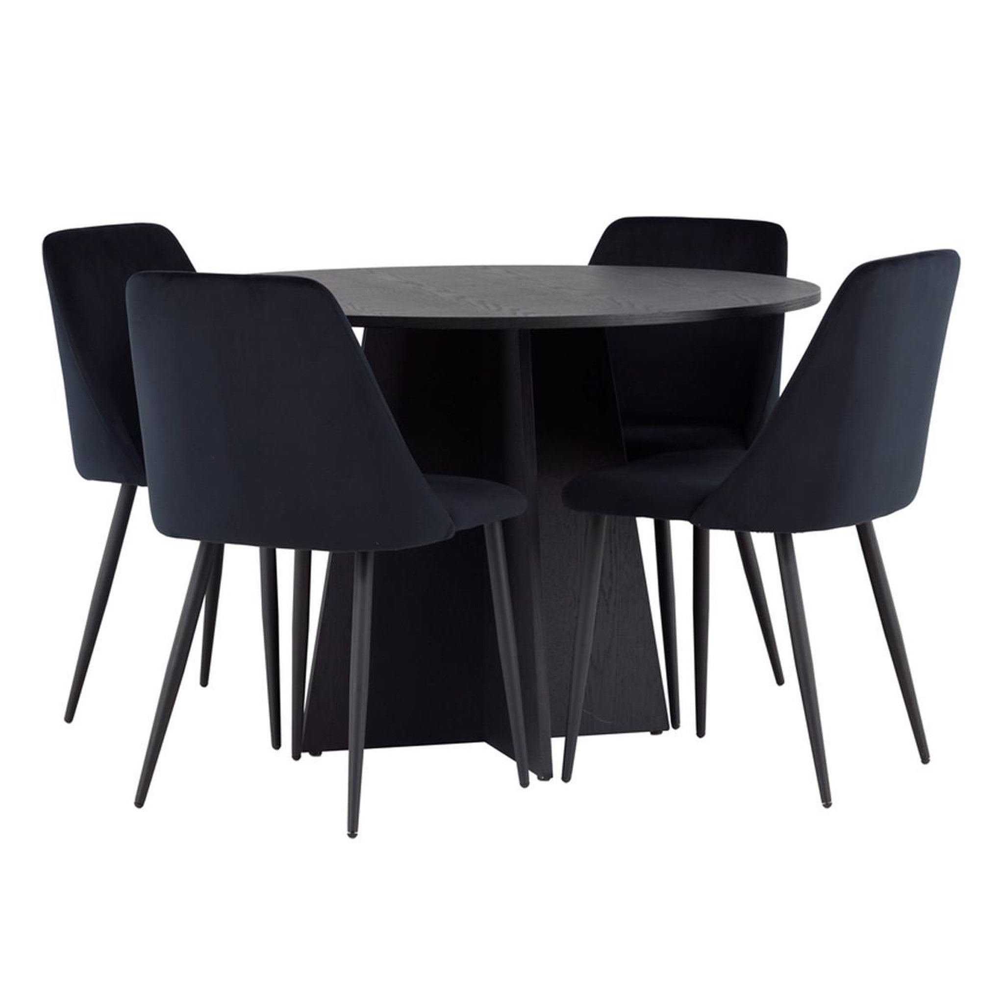 Paris Prix Ensemble table à manger & 4 chaises  bootcut & night  110cm noir