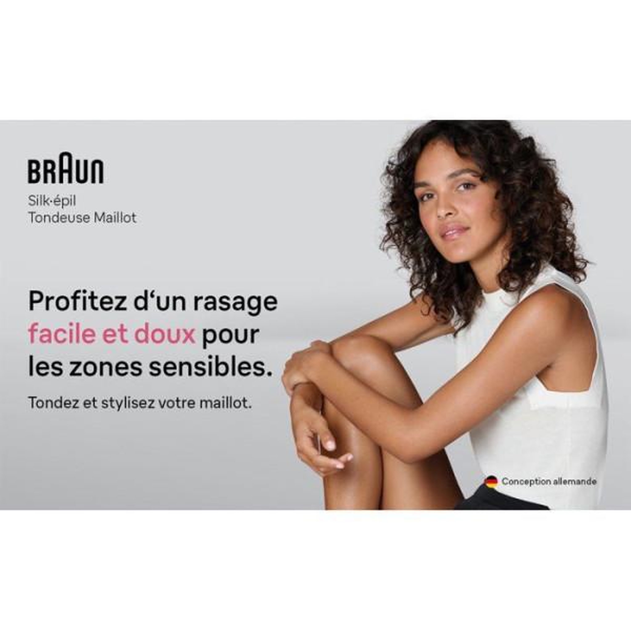 Voir la diapositive 6 : BRAUN Epilateur Electrique Tondeuse maillot - BRAUN - FG1100 - Compacte - Lames sécurisées - Zones sensibles