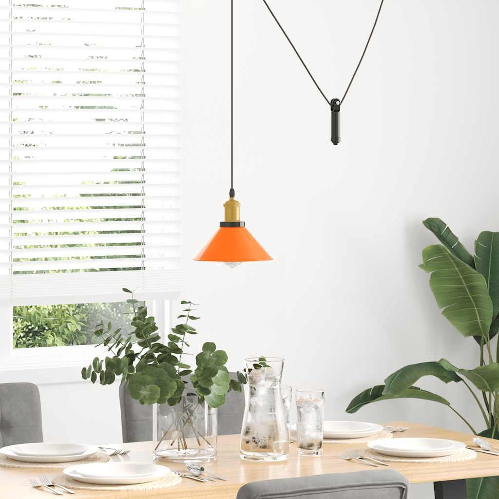 Voir la diapositive 3 : VIDAXL Lampe suspendue reglable hauteur E27 orange brillant metal
