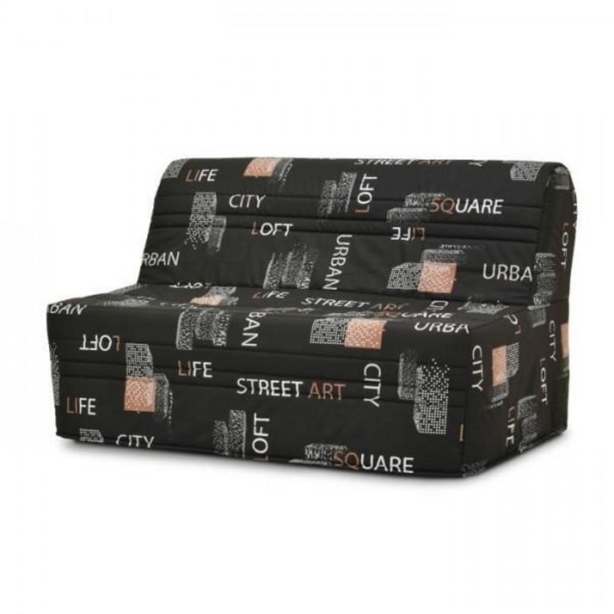 MARKET24 Banquette BZ - Tissu Noir - L143 x P97 x H89 cm - Joe