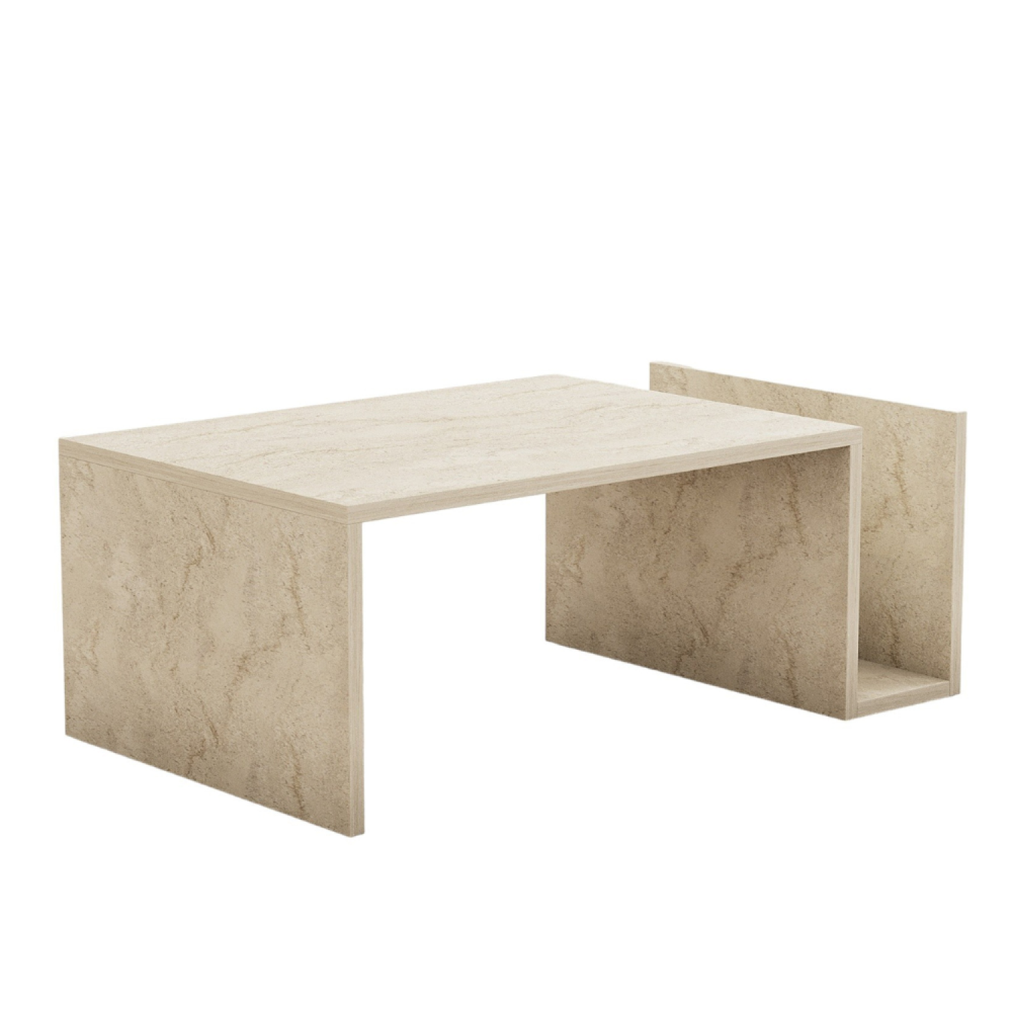 Voir la diapositive 4 : CONCEPT USINE Table basse en bois effet pierre avec porte magazines melmo