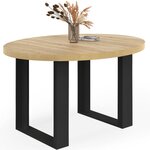 ID MARKET Table à manger fixe ronde PHOENIX 4 personnes bois et noir 110 cm